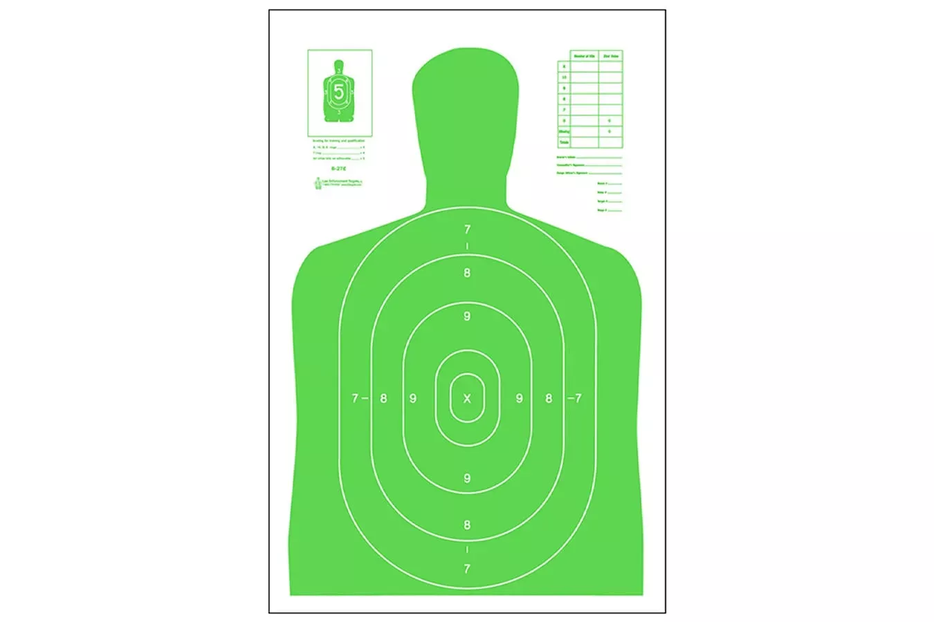 Action Targets Action Target Qualification High Visibility Silhouette Paper 23"x35X Fluorecent Green/White 100/Box - Hunt Gear Supply