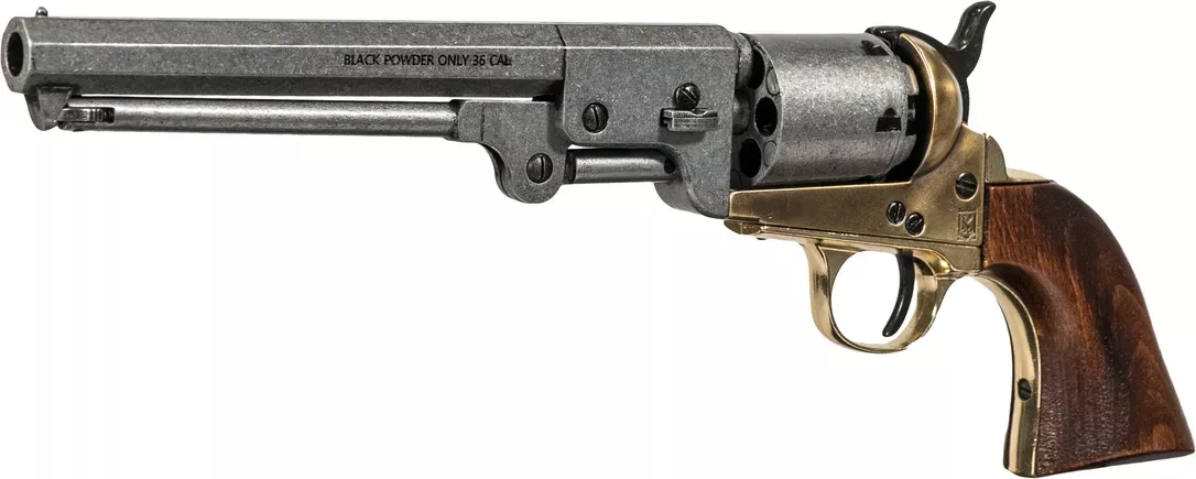Antiqued Grey and Brass Replica Non-Firing Model 1851 Navy Revolver - Hunt Gear Supply